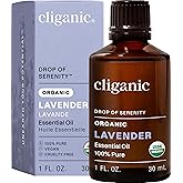 Cliganic Organic Lavender Essential Oil, 1oz - 100% Pure Natural Undiluted, for Aromatherapy Diffuser | Non-GMO Verified (Packaging May Vary)
