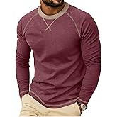 Askdeer Mens T-Shirt Long/Short Sleeve Cotton Shirts Casual Stylish Crewneck Shirts