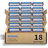 Mens Razor 6 Blade Refills,6 Blade Razor Cartridges with Lubricating Strip,Delivers a Clean, Close Shave,18 Count - blue