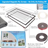 AMLOOPH Magnetic Window Screen 120x130cm Fiberglass Gray Mesh White PVC view 3