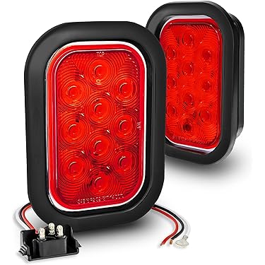 Partsam - 10 Luces Traseras LED Redondas Rojas De 4 Pulgadas Para Remolque, 12 Luces LED Con