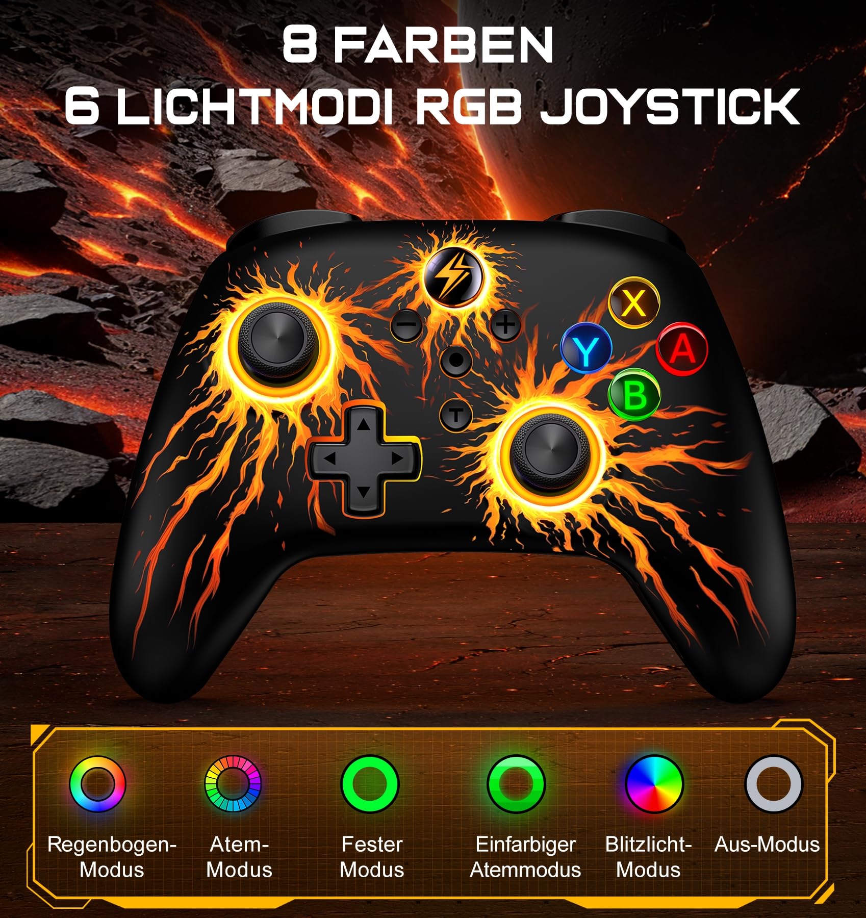 ALEEMTRY Switch Controller-Wireless Switch Pro Controller mit Cooles RGB Aussehen/Programmierbare/Turbo/Aufwachfunktion/1000mAh Akku für Switch/Lite/OLED, Kompatibel mit Android/IOS/PC-Spiele 2