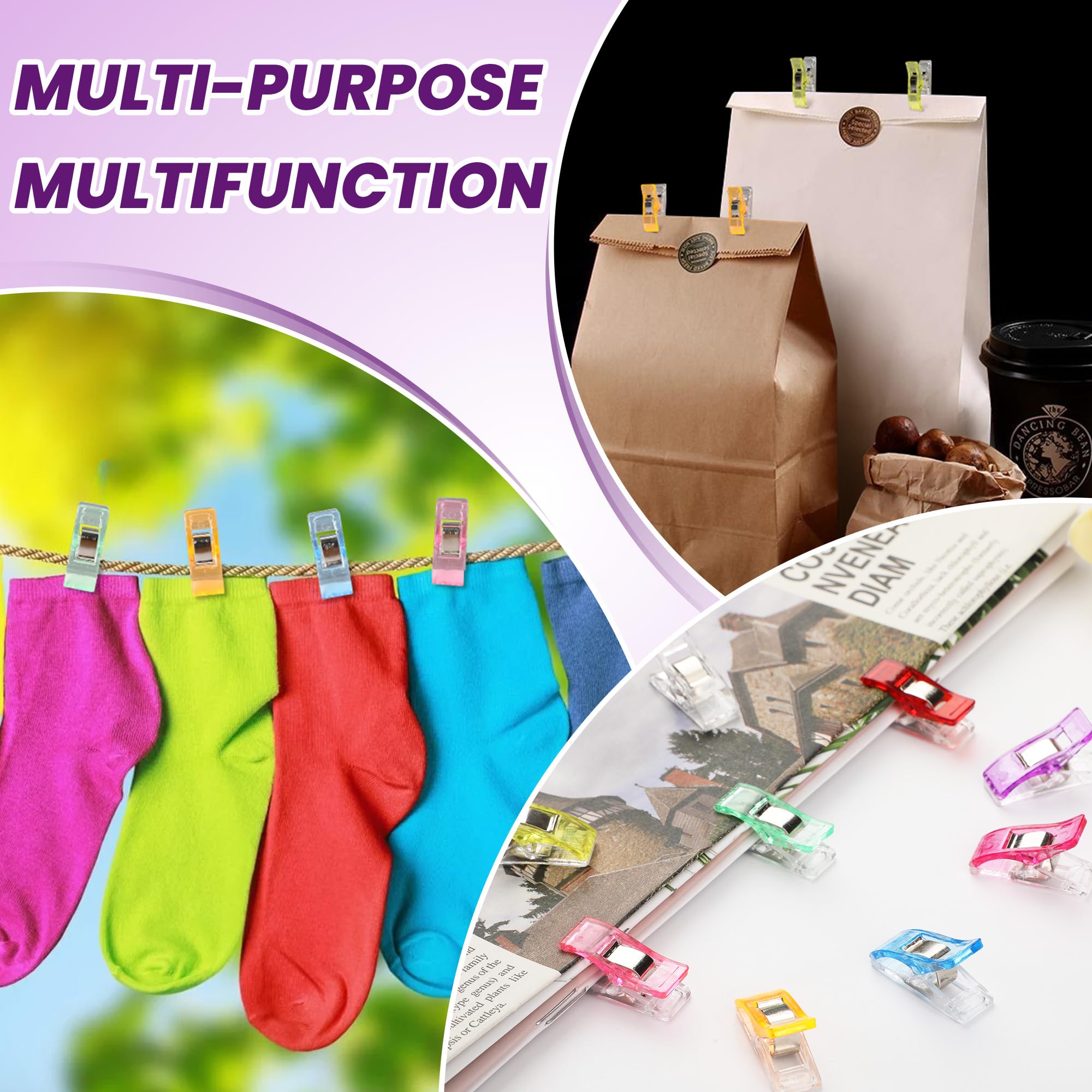 100pcs Sewing Clips Multipurpose Quilt Clip for Fabric Multi-Colored Plastic Sewing Quilting Supplies Craft for Small-Scale Projects and Crafting Tools Accessories