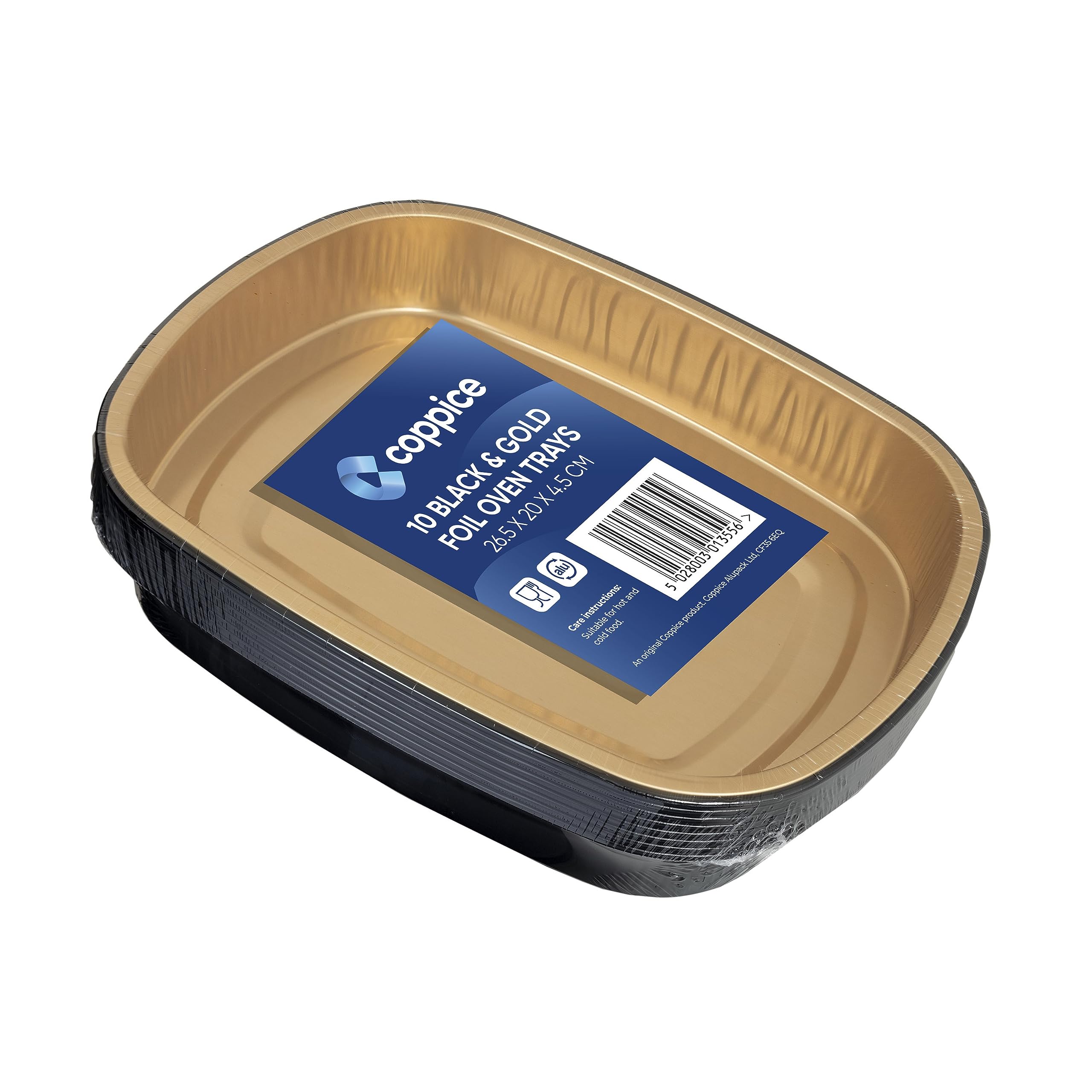 Coppice Strong Gold & Black Aluminium Foil Trays for Baking, BBQ, Roasting & Serving | Freezer, Microwave & Oven Safe | 10 Pack (Medium)