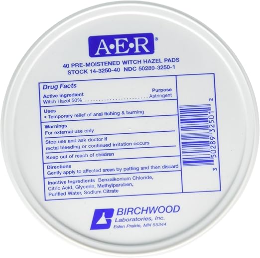 Amazon Com Birchwood Laboratories A E R Pre Moistened Witch Hazel Pads 80 Count Health Personal Care