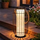 13.5" Large Decorative Metal Solar Outdoor Waterproof Lantern for Patio | Solar &amp; USB Dual Charging IP44 Waterproof Light, Hanging or Tabletop Decor for Garden, Yard, Porch, Wedding &amp; Farmhouse
