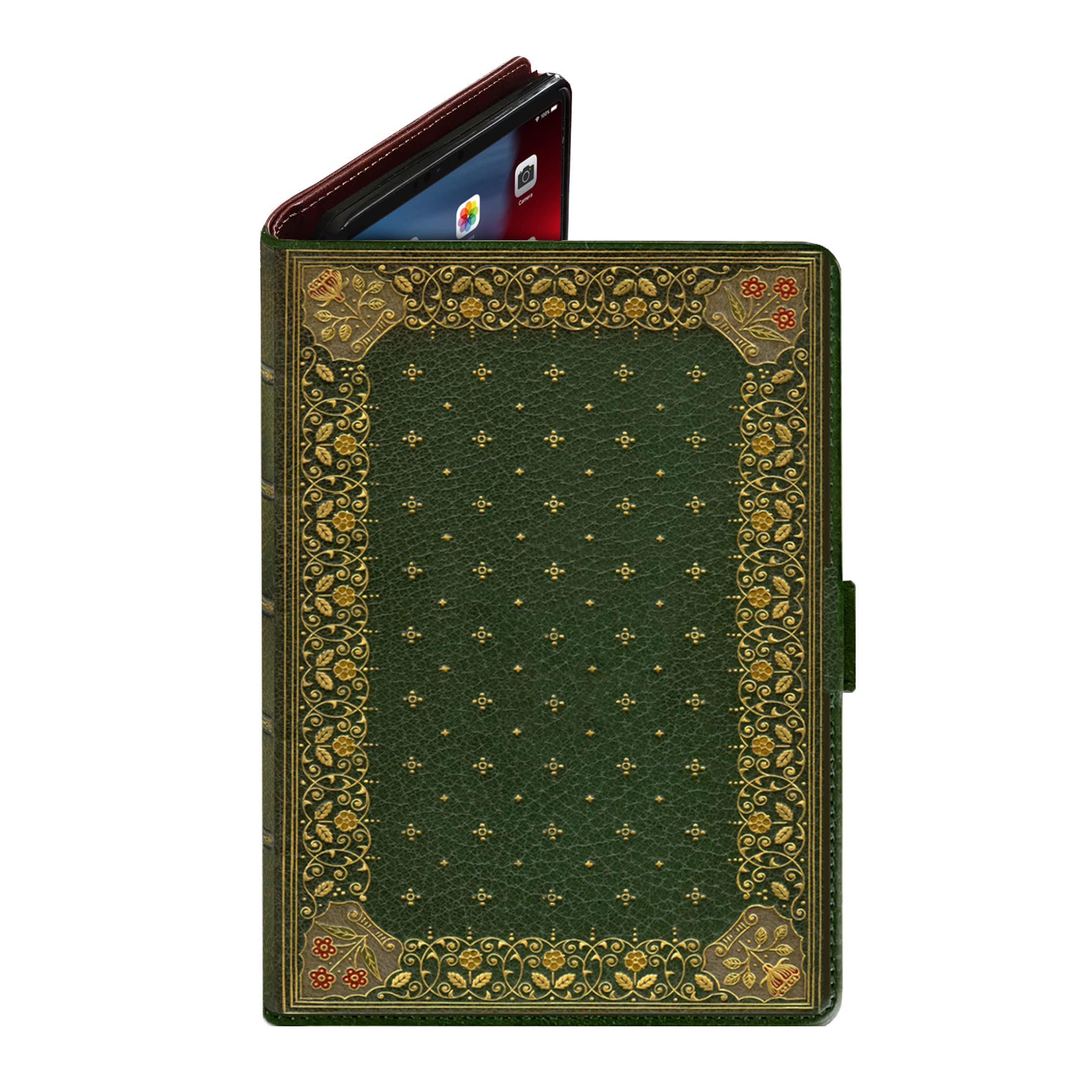 Universal Book Look ipad, Kindle Fire and 7 to 10 Inch Tablet Case (Ornate Olive Green (9-10 Inch Size)) — image 1