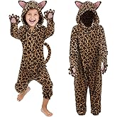 DEZEXHOM Cheetah Costume Kids Girls Leopard hoodie Onesie Funny Sleepwear Jumpsuit Halloween Costume Dress Up Cosplay Party