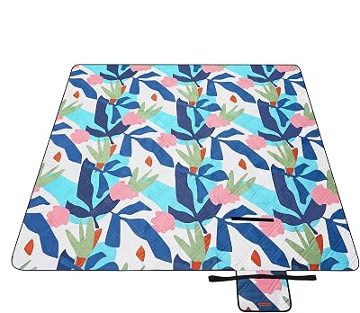 SONGMICS Large Picnic Blanket 200x200cm Water Repellent Multicoloured Fern