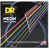 DR Strings NMCA-11 Hi-Def Neon Multi-Color K3 Coated Acoustic Guitar Strings - .011-.050 Custom Light