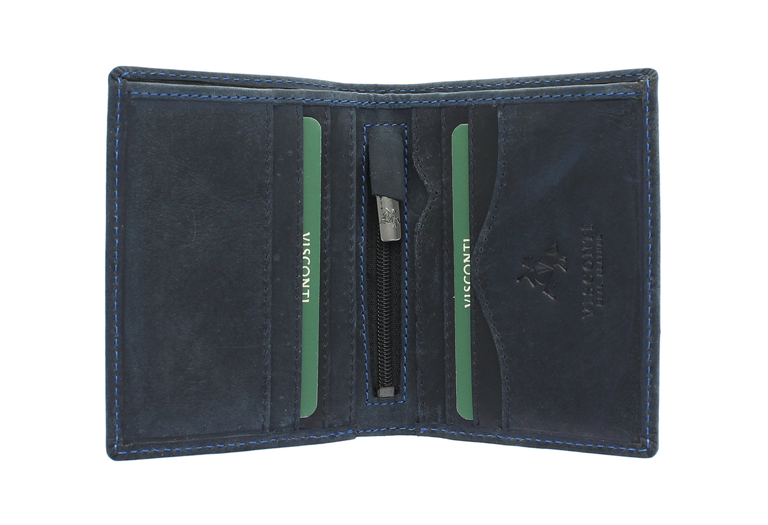 VISCONTI Hunter Compact Oiled Leather Arrow Wallet RFID Blocking 705 Oil Blue