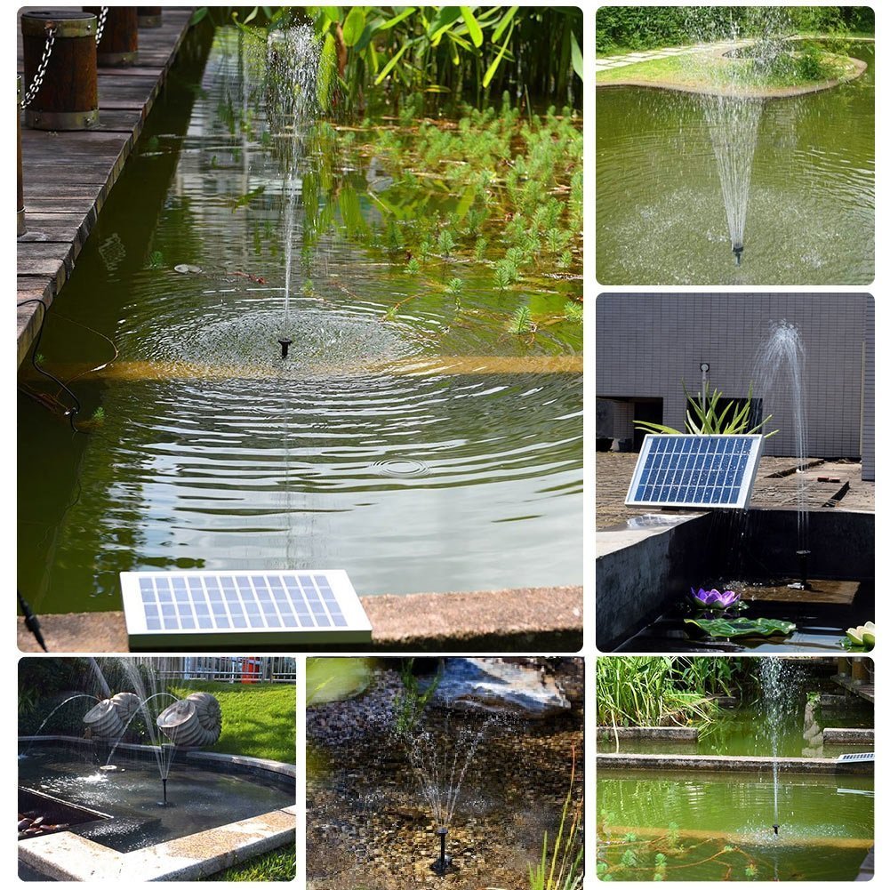LUXJET 5W Solar Fountain Pump Garden Water Pump for Pond Birdbath, Maximum Flow 380L/H