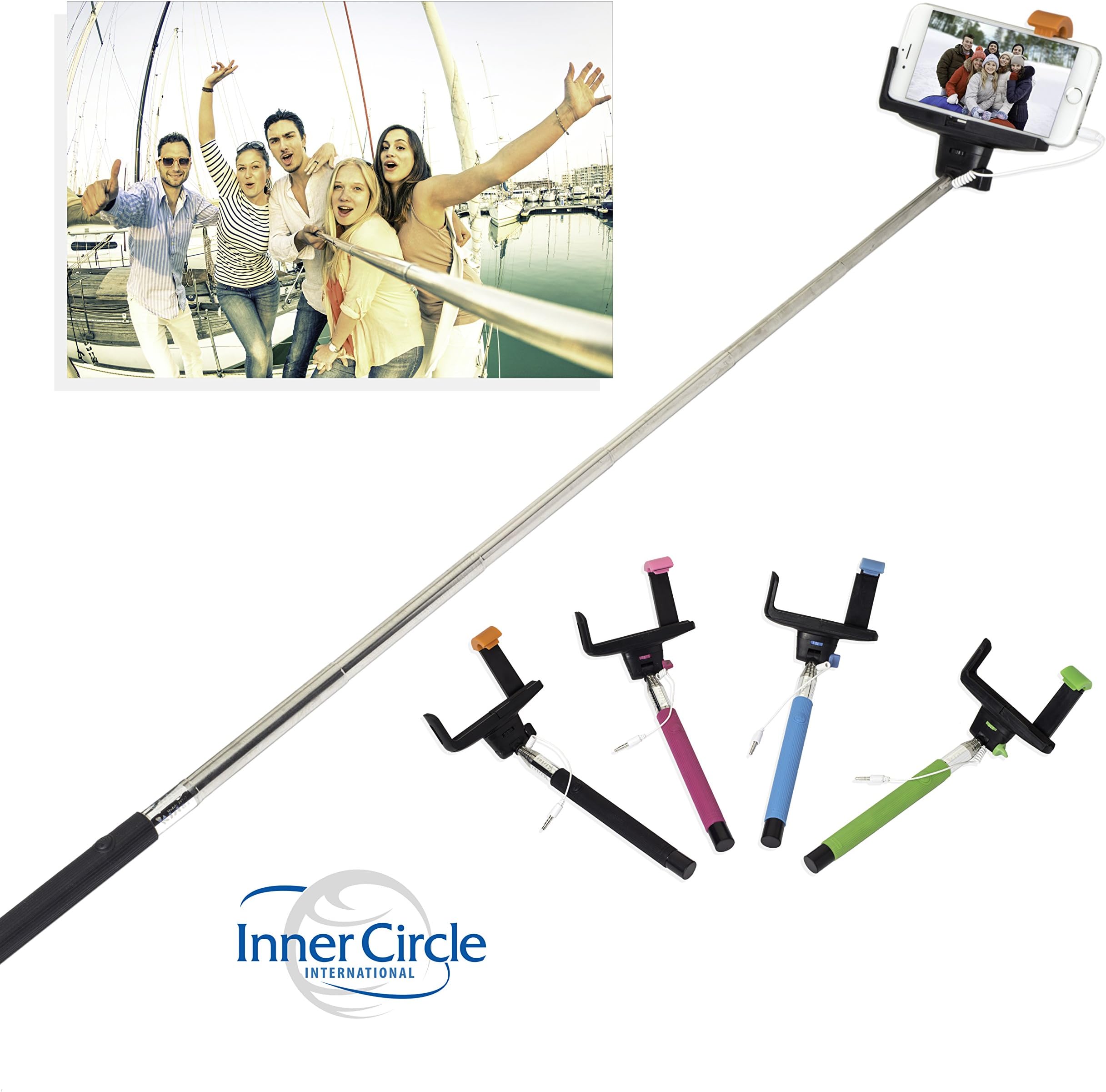 Pre- BLACK FRIDAY SALE! Buy One Get One 50% OFF ICI Selfie Stick, Best Self-portrait Monopod Extendable Selfie Stick, Adjustable Phone Holder for Smartphones, Apple iPhone, Samsung Galaxy Note, Galaxy S5, S4, S3, S2, LG, GoPRo Cameras, Point and Shoots and More. Wired Remote, Portable, Lightweight and Flexible.. Blue