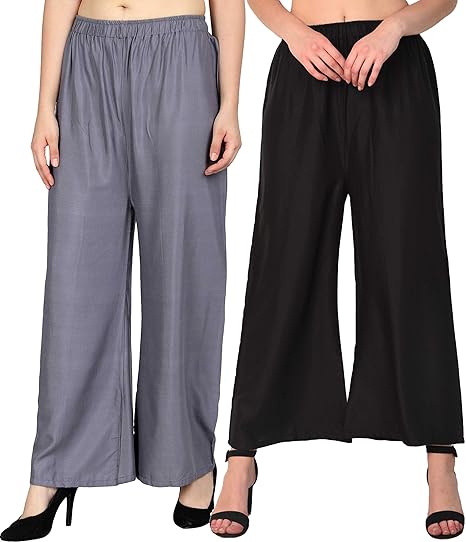 Women's Rayon Flared Palazzo Combo (Pack of 2)