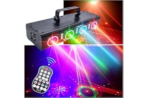 XHXD Party Lights DJ Disco Lights, 3D Effect Sound Sensing Laser Flash Stage Projector Home Show Christmas Halloween Party Birthday Decorations Club KTV Bar Karaoke Dance