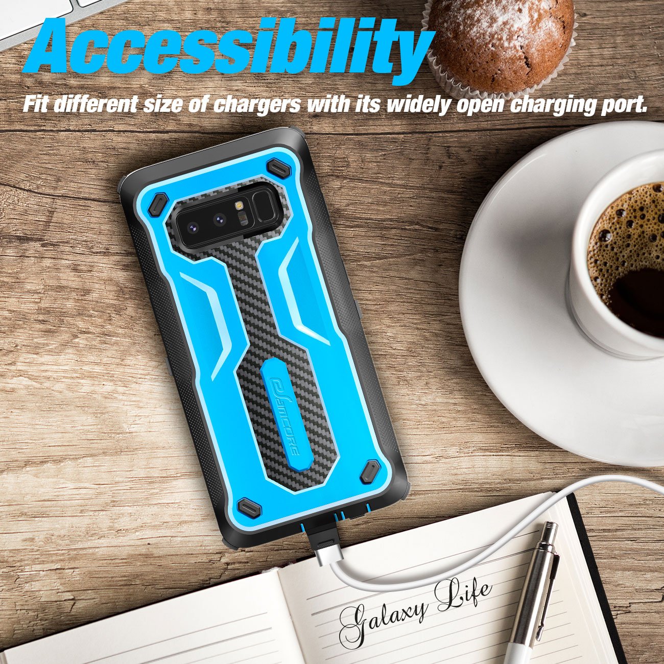 Galaxy Note 8 Case, eSamcore Full Body Protection Shockproof Case Cover with Rugged Heavy Duty Holster Clip Kickstand [WITHOUT Built-in Screen Protector] for Samsung Note 8 2017 [Blue]