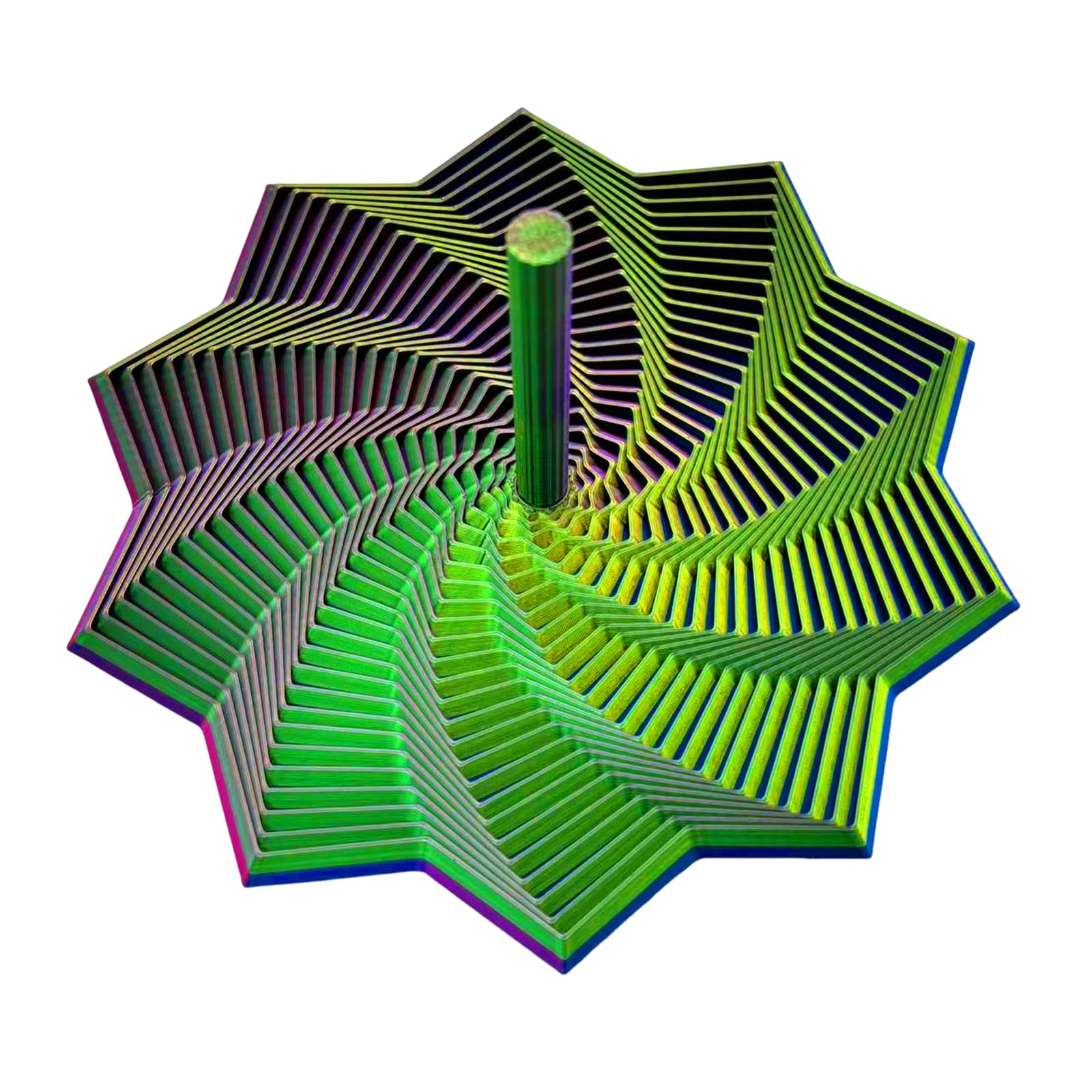 3D Printed Expanded Sensory Fidget Star,Stress-Relief Spinning Tower Toy with Handles,Sensory Toys for Adults & Teens,Honeycomb Whirling Spiral Design for ADHD &Stress Relief (Gold-Red-Blue,L-25rings)