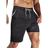 Arcweg Men's Swim Trunks with Compression Liner and Zipper Pockets Quick Dry Bathing Suit Board Swimming Shorts