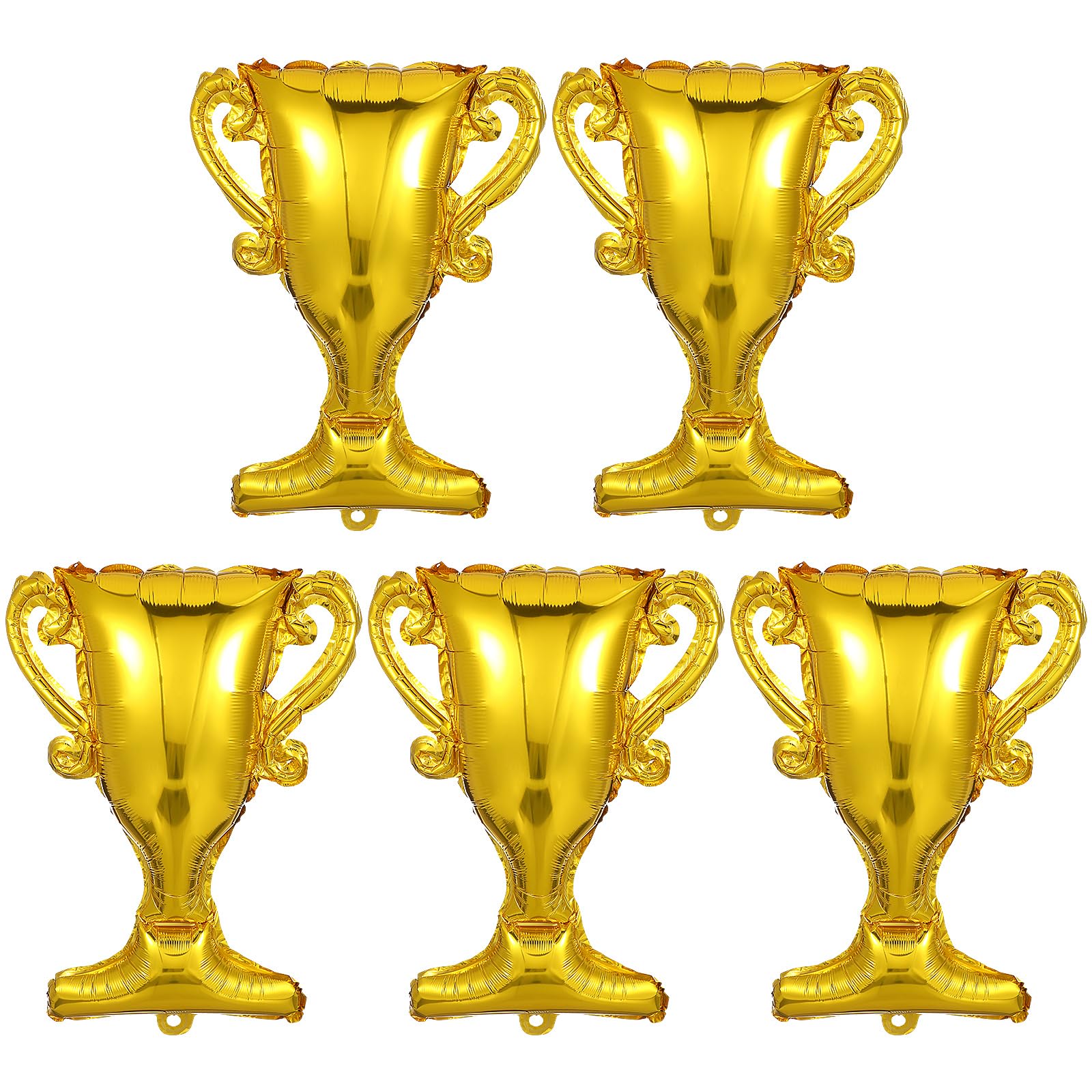 Photo 1 of ABOOFAN 5Pcs Gold Foil Balloons Trophy Mylar Balloons for Basketball Football Soccer Anniversary Birthday Party Decor Supplies