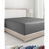 California Design Den Soft 100% Cotton Sateen Fitted Sheet Full, Grey | 400 Thread Count Backed by Good Housekeeping Seal, 16" Deep Pocket, All-Around Elastic, No-Pop Fit, Durable, OEKO-TEX