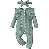 Infant Baby Girl Clothes Newborn Girl Romper Fall Winter Outfit Ruffle Long Sleeve Jumpsuit Romper Cute Baby Girl Outfit