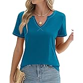 LOMON Womens Short Sleeve T Shirts V Neck Cute Basic Tee Summer Tops Dressy Casual