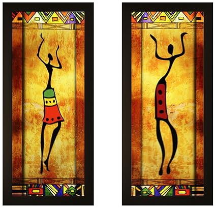 SAF Set of 2 Textured Print with Uv Framed Reprint Painting (SANFO789, 15 cm x 3 cm x 38 cm) SANFO789