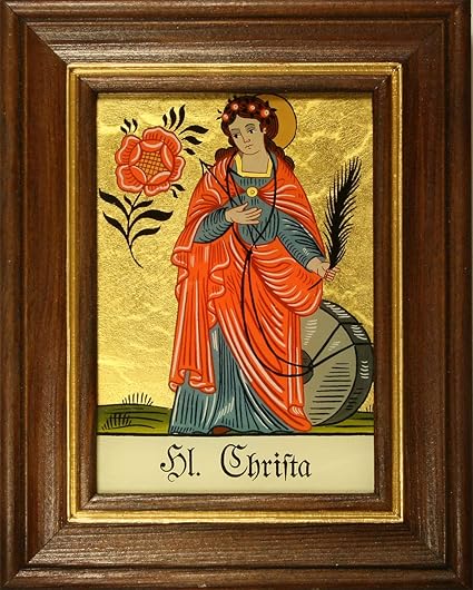 Hinterglasbild Hl. Claudia - Handbemalt Mit 24 Karat Blattgold