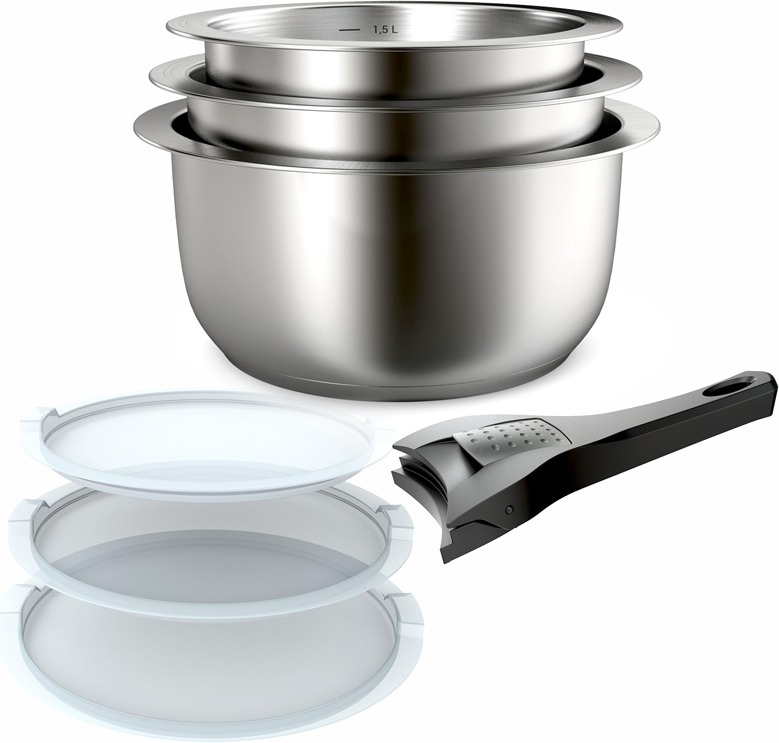 Backen 401199 Set of 7 Saucepans 18/10 Stainless Steel Suitable for All Heat Sources Including Induction