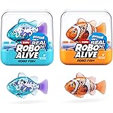 Robo Alive Robo Fish Robotic Swimming Fish (Teal + Orange) by ZURU Water Activated, Changes Color, Comes with Batteries, Amazon Exclusive (2 Pack) Series 3
