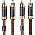Primeda Audiophiles RCA/Phono Cable 2 RCA Male to 2 RCA Male HiFi System Interconnect Cable Braided for Home Cinema Subwoofer Amplifiers Blu-ray (Straight to Straight, 9.8ft/3m)