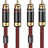 Primeda Audiophiles RCA/Phono Cable 2 RCA Male to 2 RCA Male HiFi System Interconnect Cable Braided for Home Cinema Subwoofer Amplifiers Blu-ray (Straight to Straight, 3.2ft/1m)