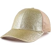 MniJiza Toddler Girl Baseball Cap Little Girls Glitter Ponytail Hats Kids Adjustable Caps Sparkly Mesh Trucker Hats