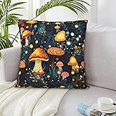 Mushrooms Forest Pillow Covers 18x18 Inch Soft Square Summer Throw Pillow Covers Farmhouse for Sofa Living Room Bed