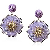 GBAHFY Rattan flower Earrings for Women Multicolor Daisy Raffia Straw Flower Drop Dangle Earrings Weaving Handmade Boho Summer Beach Jewelry