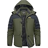 TACVASEN Men's Winter Coats with 9 Pockets Waterproof Ski Jacket Warm Fleece Lined Parka with Hood for Work Outdoor