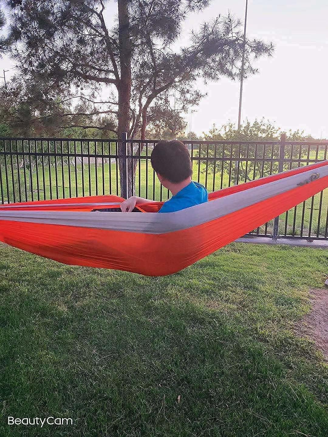 MEOKUI Outdoor Hammock - Portable Lightweight Double Nylon Hammock, Best Parachute Hammock with 2 x Hanging Straps for Backpacking, Camping, Travel, Beach, Yard and Garden : Kitchen & Dining