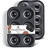 HONGBAKE Donut Pan For Baking, Upgraded Deepened Doughnut Tray, 2 Pack 6 Cavity Mini Bagel Mold for Oven, Nonstick and Heavy