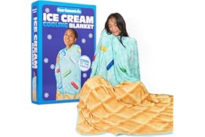 WHAT DO YOU MEME? Cozy Concepts Co. Ice Cream Cooling Blanket by Relatable, Soft Blanket with Ice Cream Design, Cool and Cozy for Summer Nights, A Thoughtful White Elephant Idea
