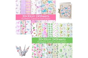 12x12 in Scrapbook Textured Cardstock, 48 Pcs Scrapbook Paper Pads Include 24 Different Designs for Craft Card Making DIY Alb