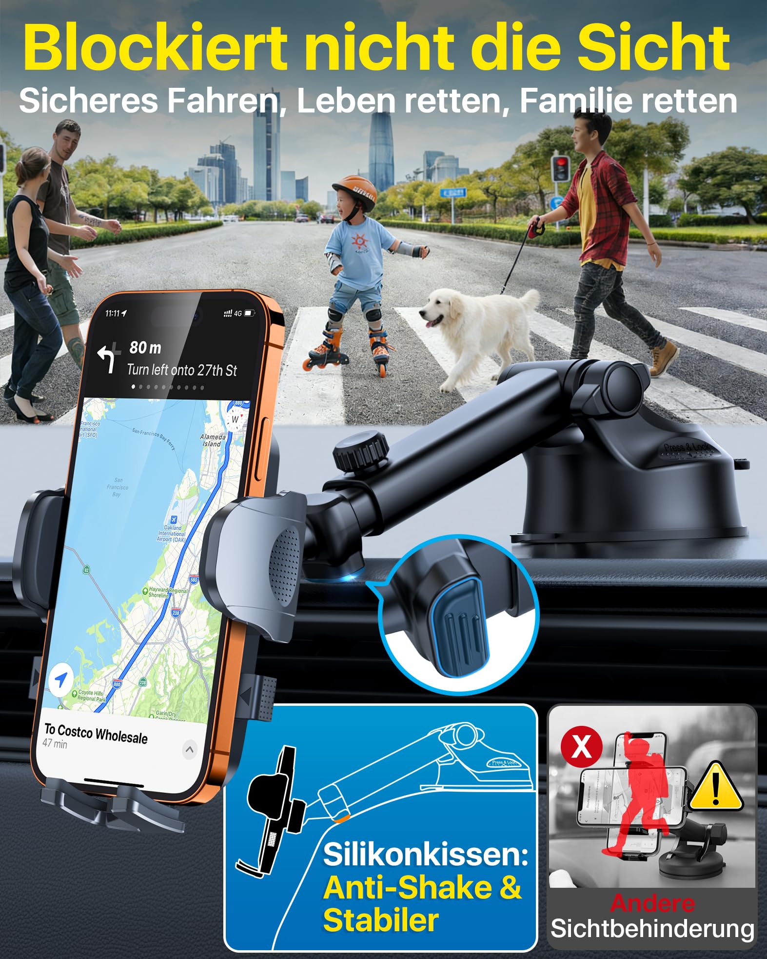 HTU 2026【Militär-Klasse】 Handyhalterung Auto【Stärkste Saugnapf & Lüftung】 Handy Halterung Auto 360° Drehbar Handyhalter Auto auf Armaturenbrett Scheibe für iPhone 17 Pro Max Samsung S25, Schwarz 3