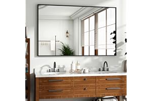 HARRITPURE 48"x30" Bathroom Mirror for Wall, Large Black Framed Rectangle Mirror Aluminum Alloy Frame Wall-Mounted Horizontally/Vertically for Entryway/Bedroom/Vanity