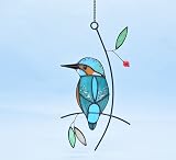 Lolitarcrafts Cute Birds Stained Glass Suncatcher Kingfisher view 2