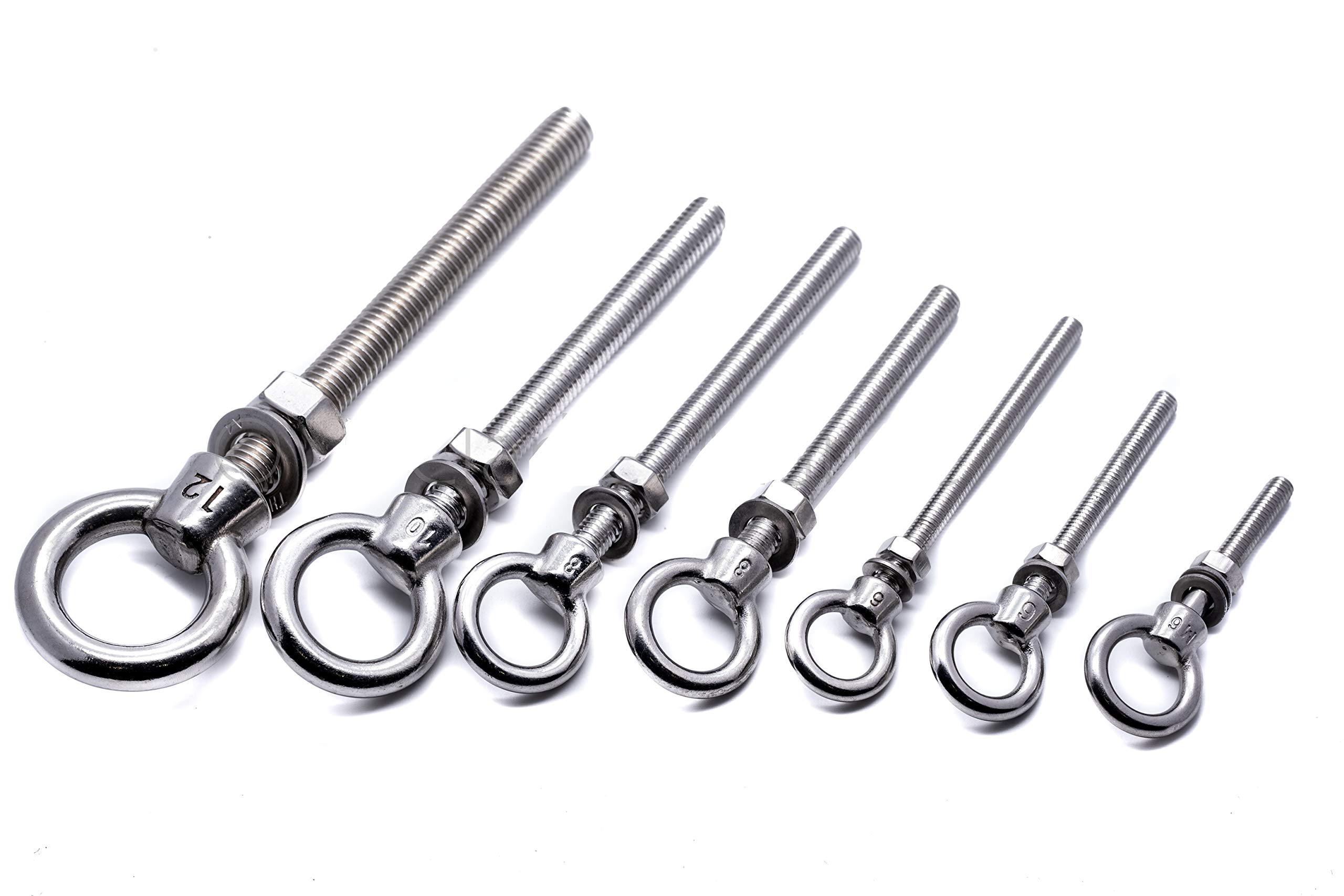 M12 Stainless steel longshank eye bolt marine grade 316 A4 (4, M12x120mm)