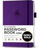 Clever Fox Password Book with Alphabetical Tabs Purple Medium 120gsm Paper
