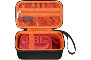 Elonbo Carrying Case ​for JBL Go 4 / JBL Go 3 / JBL Go 3 Eco Ultra-Portable Waterproof Bluetooth Speaker, Wireless Mini Dustproof Speaker Hard Travel Bag Storage Holder, Mesh Pocket Fit Cable, Black+