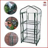 DIVCHI 3 Tier Greenhouse with Steel Frame Clear PVC Cover Indoors Outdoors view 3