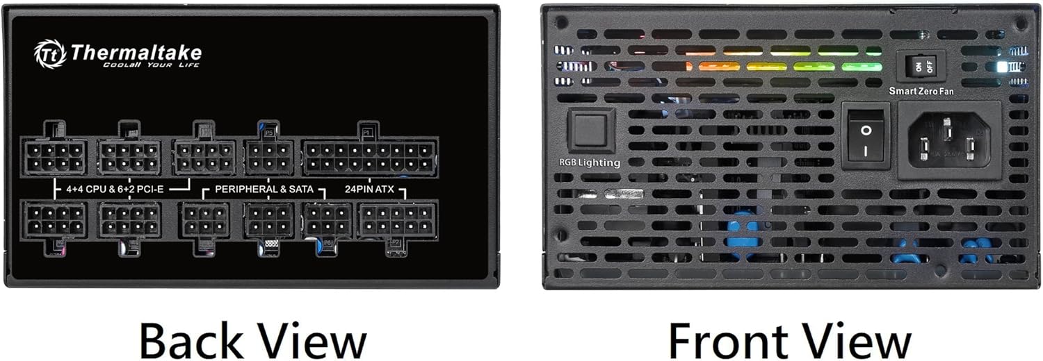Amazon Com Thermaltake Toughpower Grand Rgb 1050w 80 Platinum Smart Zero Rgb Fan Sli Crossfire Ready Continuous Power Full Modular Atx 12v 2 4 Eps 12v 2 92 Power Supply 10 Year Warranty Ps Tpg 1050f1fapu 1 Computers Accessories