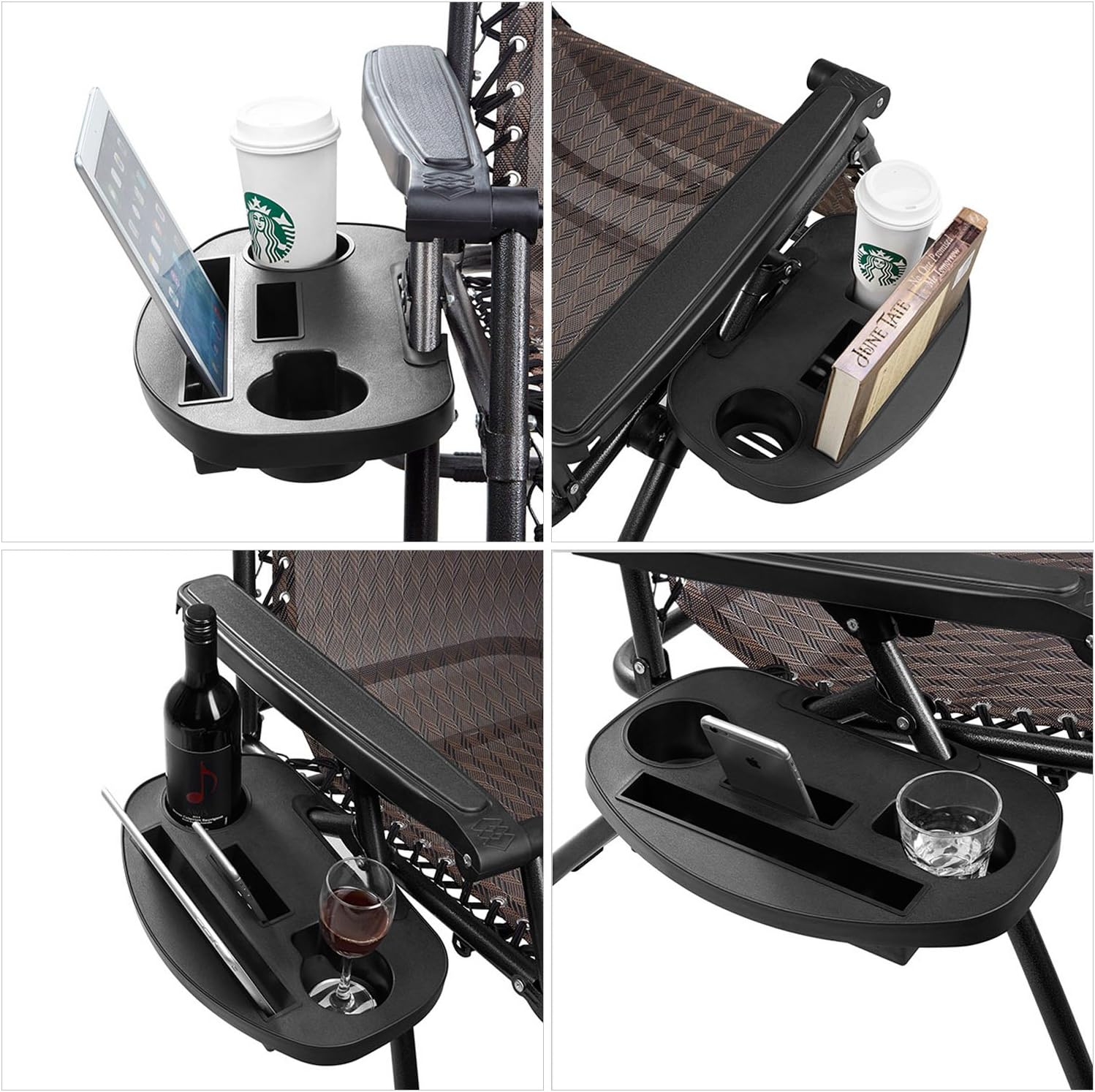 Keten Zero Gravity Chair Tray, Upgraded Version Cup Holder for Zero Gravity Chair Large Utility Clip On Chair Table/Tray for Carrying iPhone 7Plus/ iPad/Water Cups/Books (Black) : Garden & Outdoor