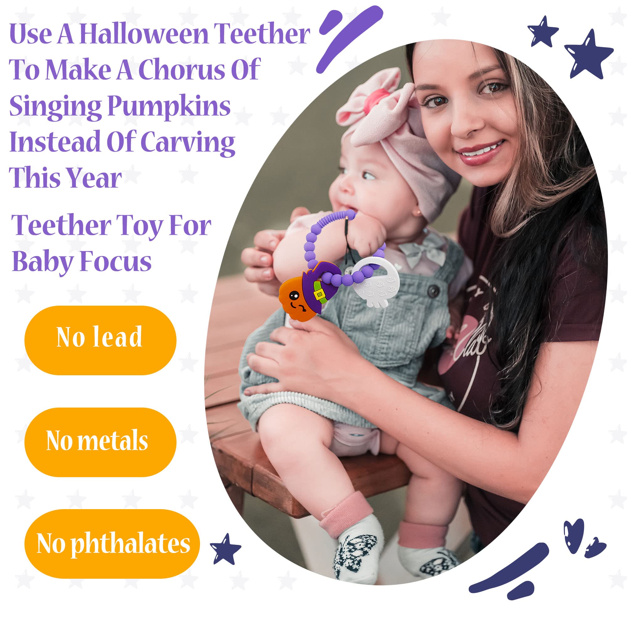 Big Spinach Pumpkin Teether Cute Ghouls Ring Teething Toy and Blind Box Silicone Baby Teether Toy,Girl or Boy Halloween Teether,Nightmare Before Christmas Gifts (2PC)